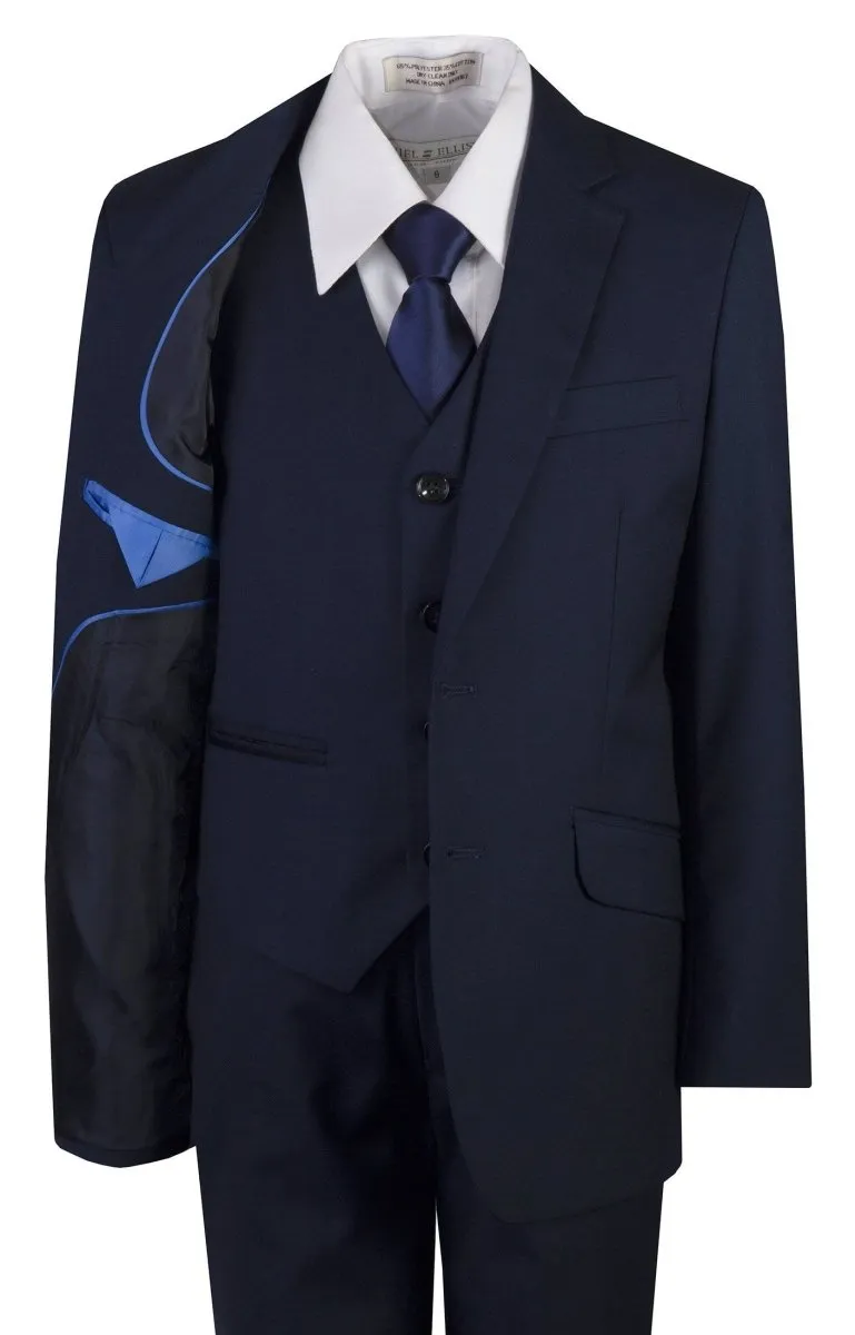 Navy Blue Slim Fit Religious Suit Neck Tie Toddlers Boys and Youth Sizes