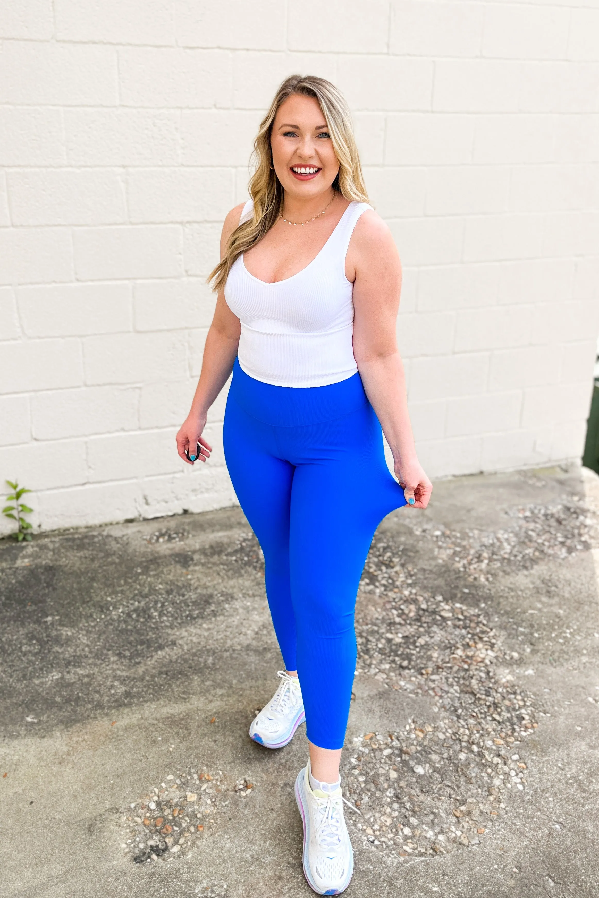 Nelly Ribbed Leggings, Sonic Blue