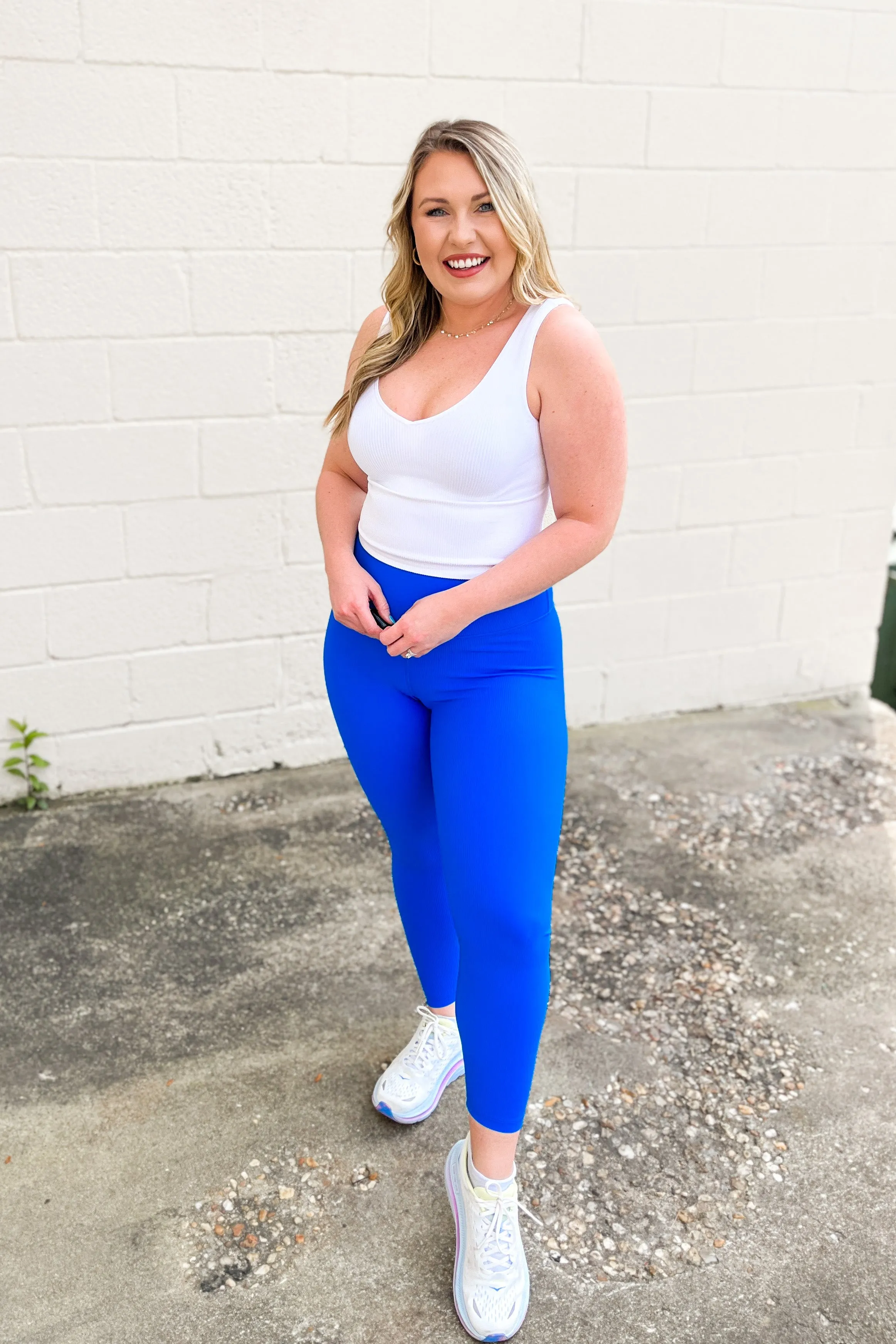 Nelly Ribbed Leggings, Sonic Blue