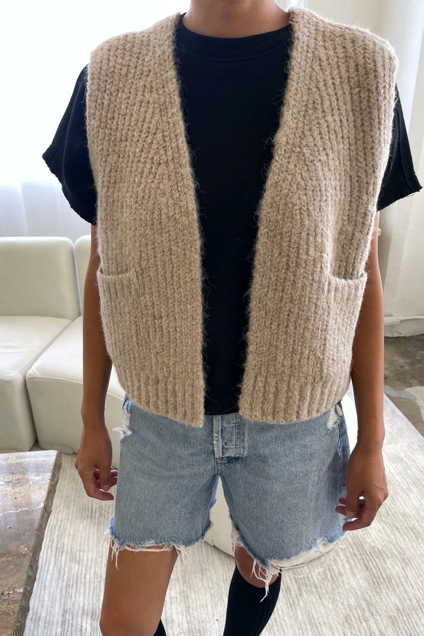 Oatmeal Alpaca Grandpa Vest