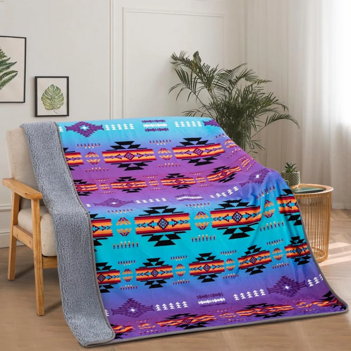 Ombre Gradient aztec SHERPA BLANKET