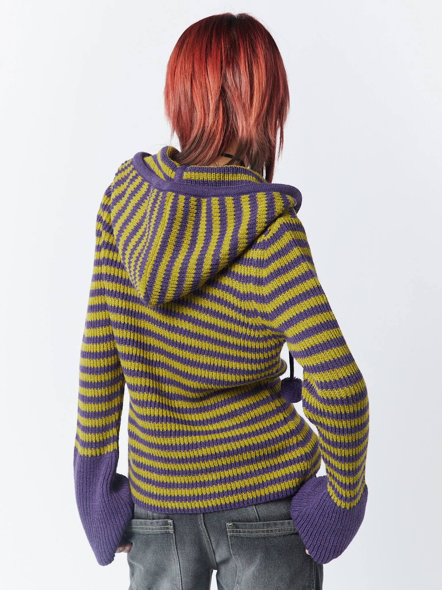 Paige Yellow & Purple Knitted Hoodie