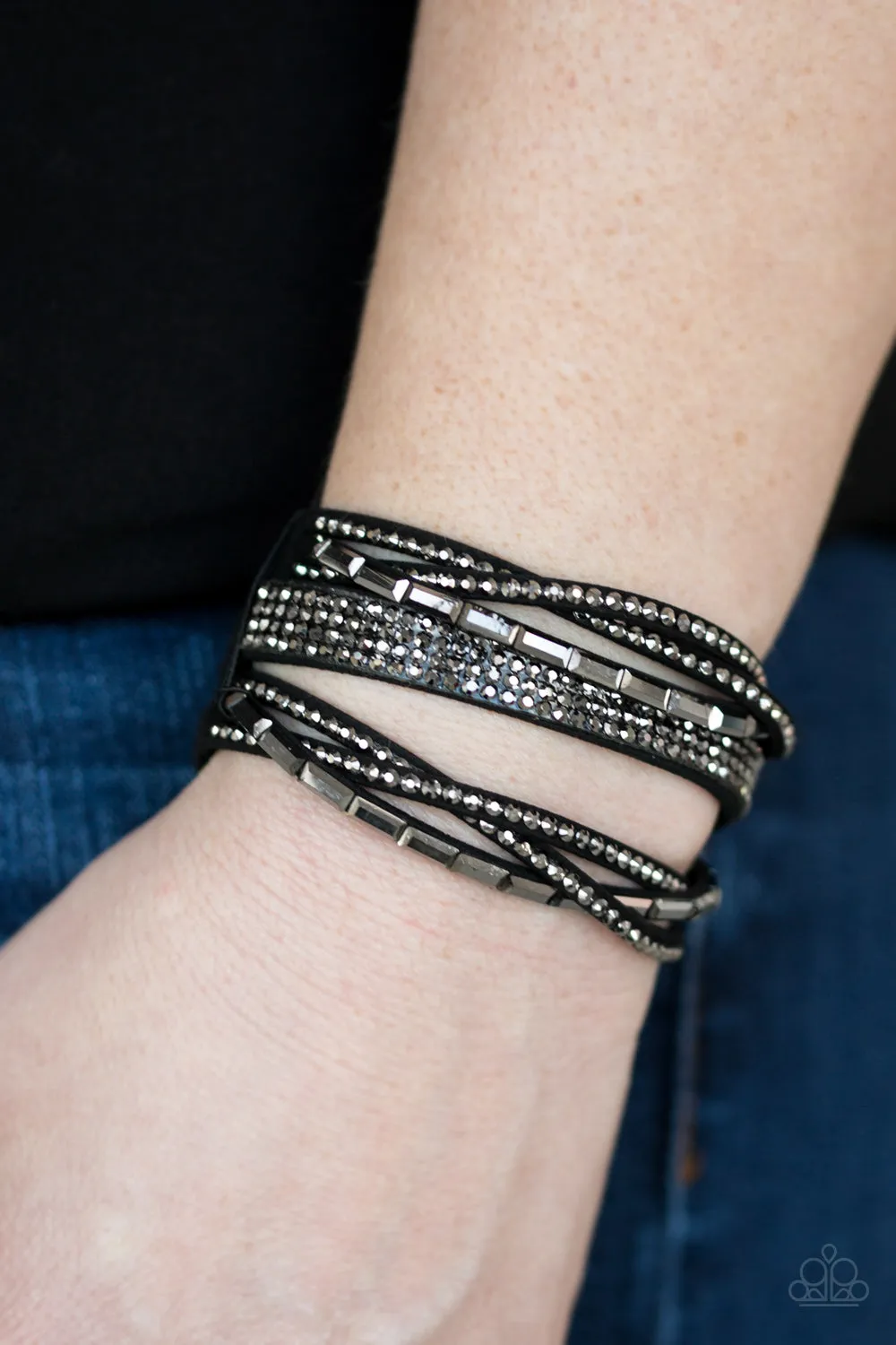 Paparazzi Tough Girl Glamour - Black Urban Bracelet