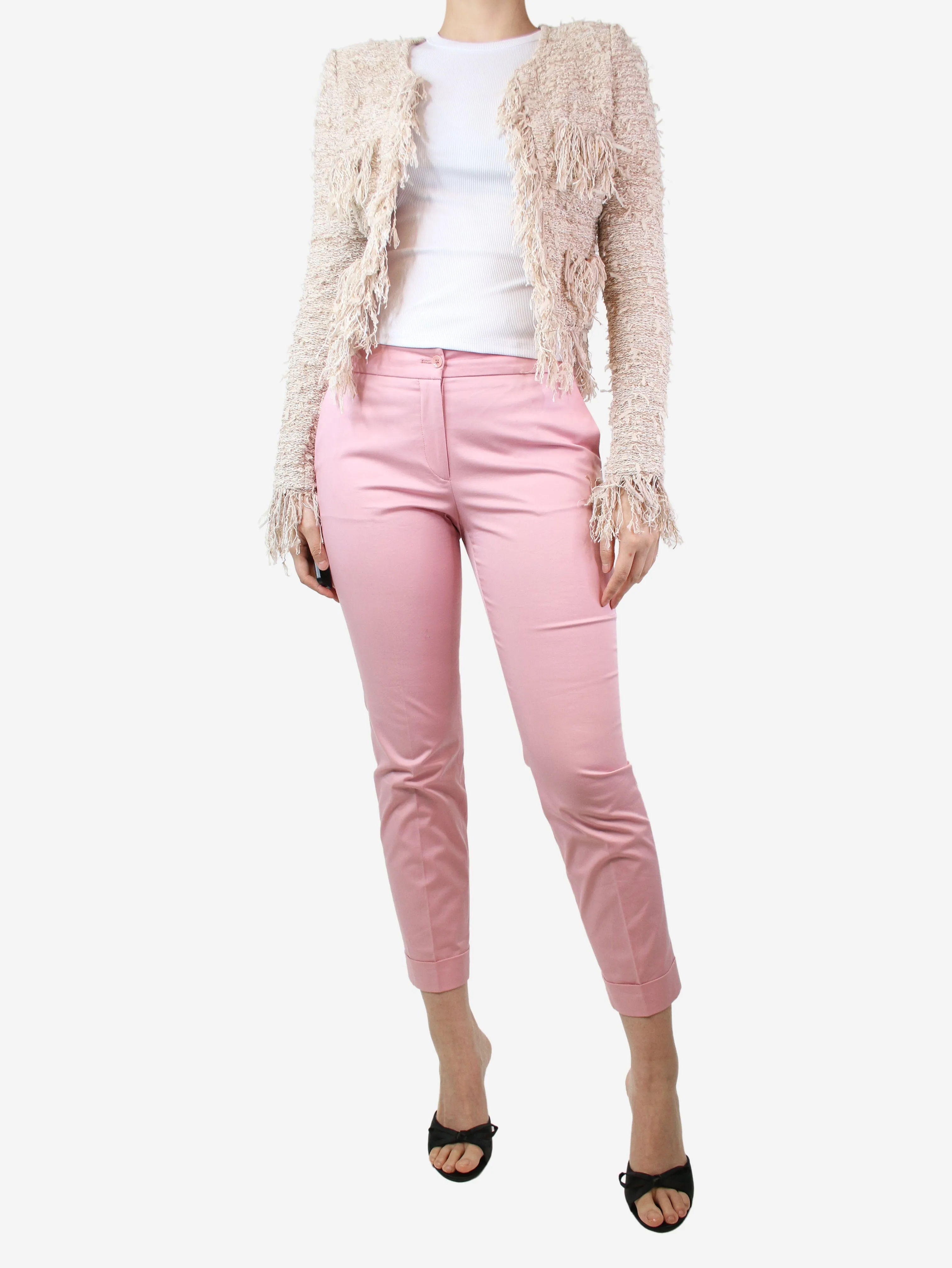 Pink cropped trousers - size UK 8