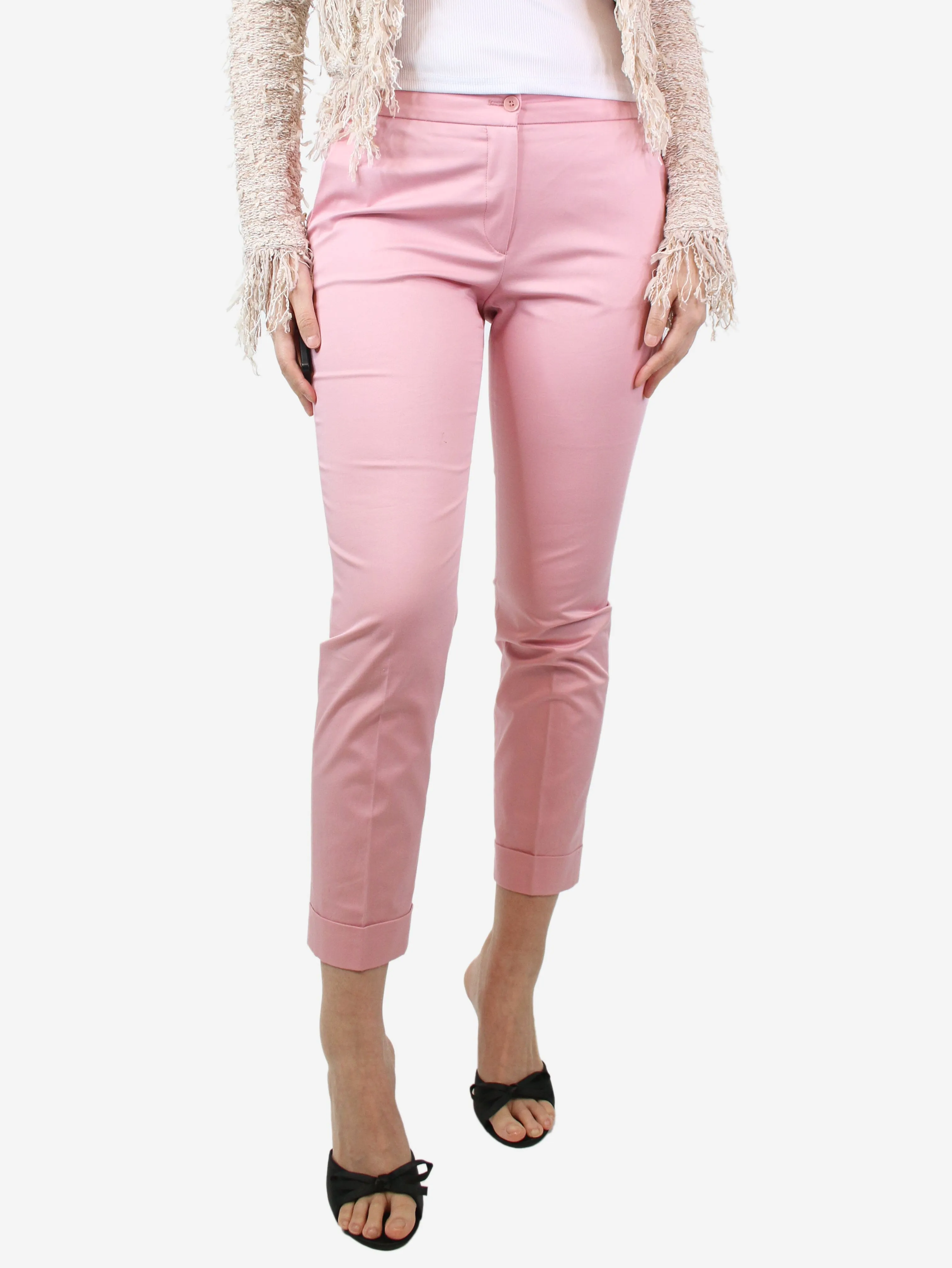 Pink cropped trousers - size UK 8