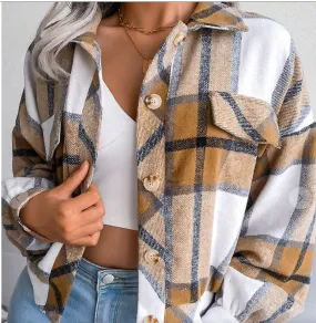 Plaid Shacket in Brown