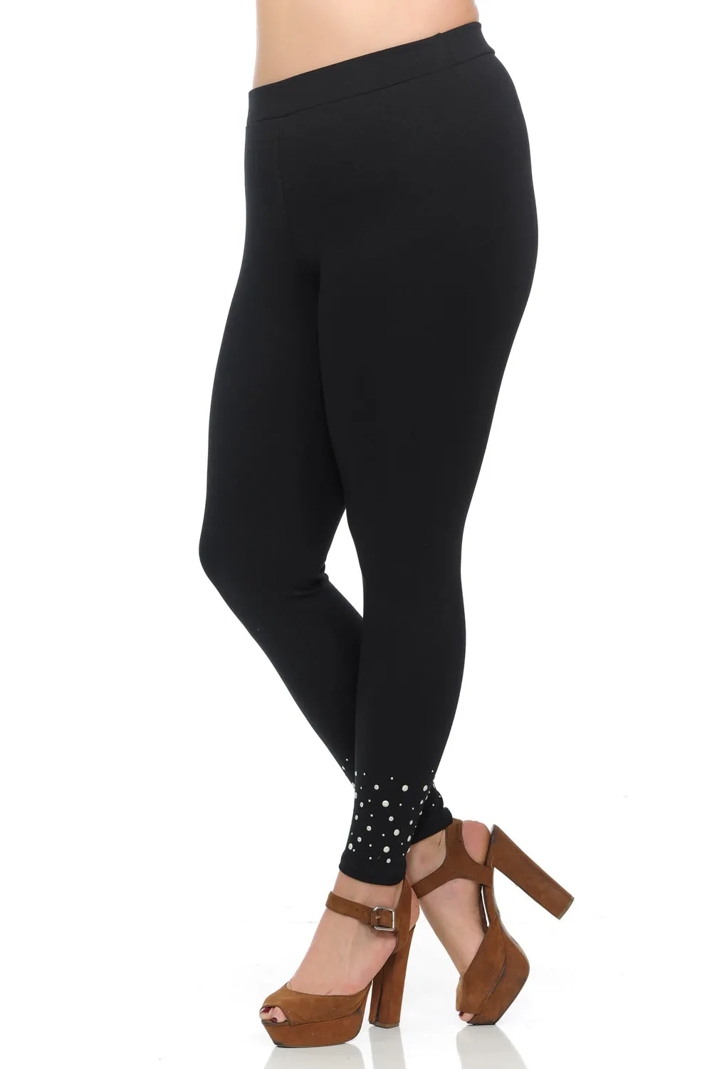 Premium Leggings w/ Pearls in Black