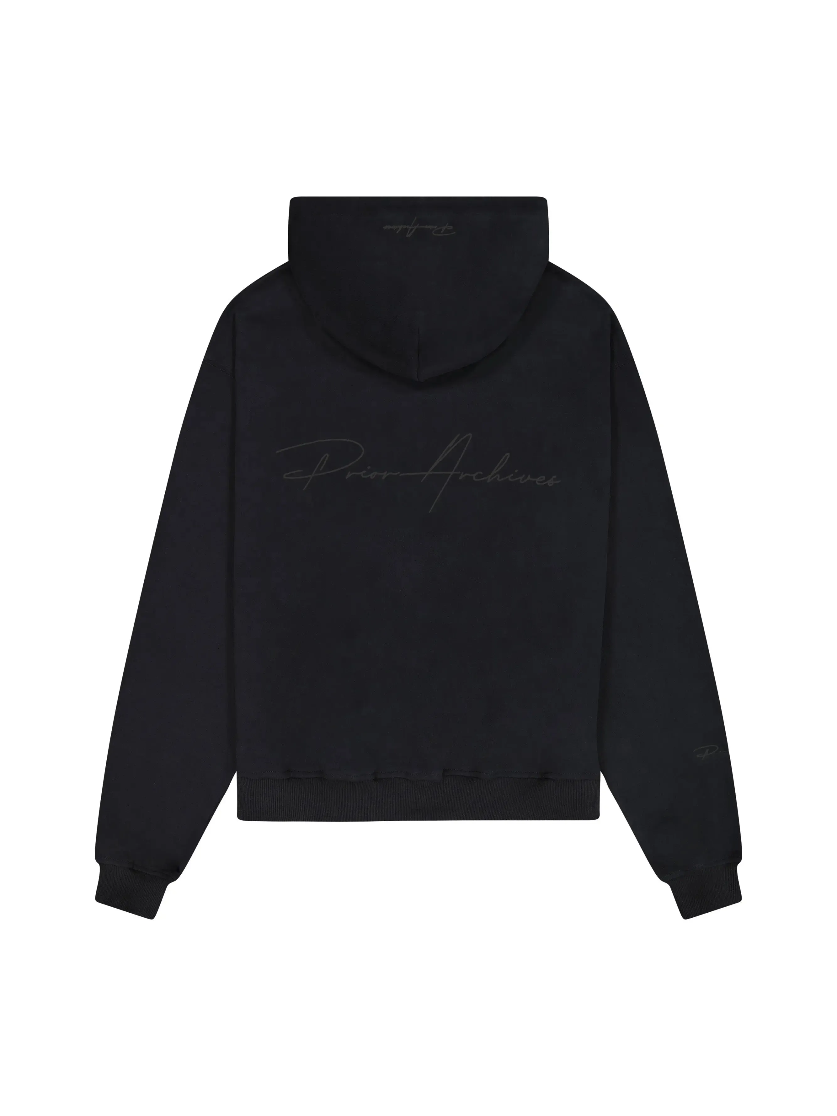 Prior Black Collection Embroidery Logo Oversized Hoodie Onyx