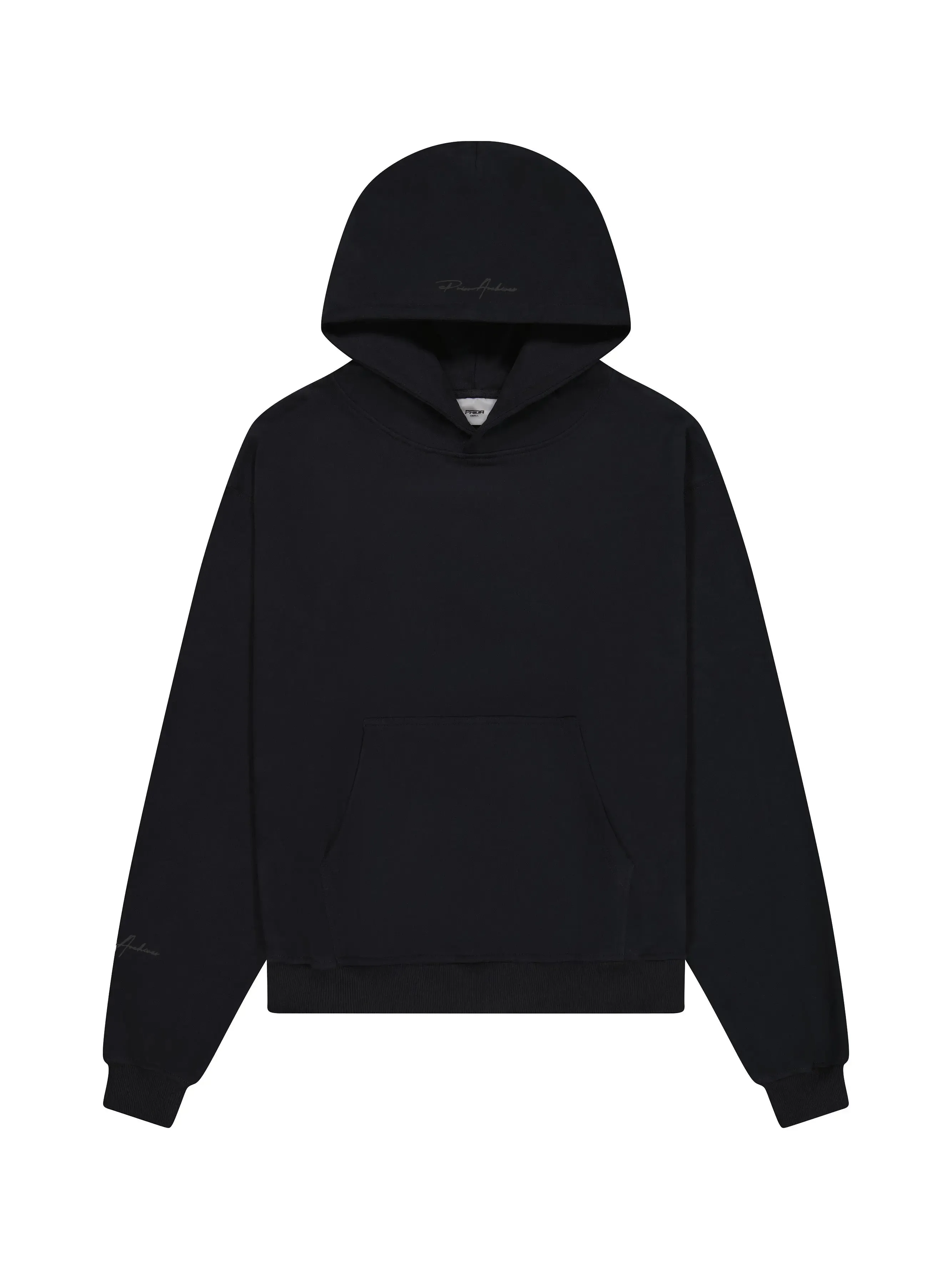 Prior Black Collection Embroidery Logo Oversized Hoodie Onyx