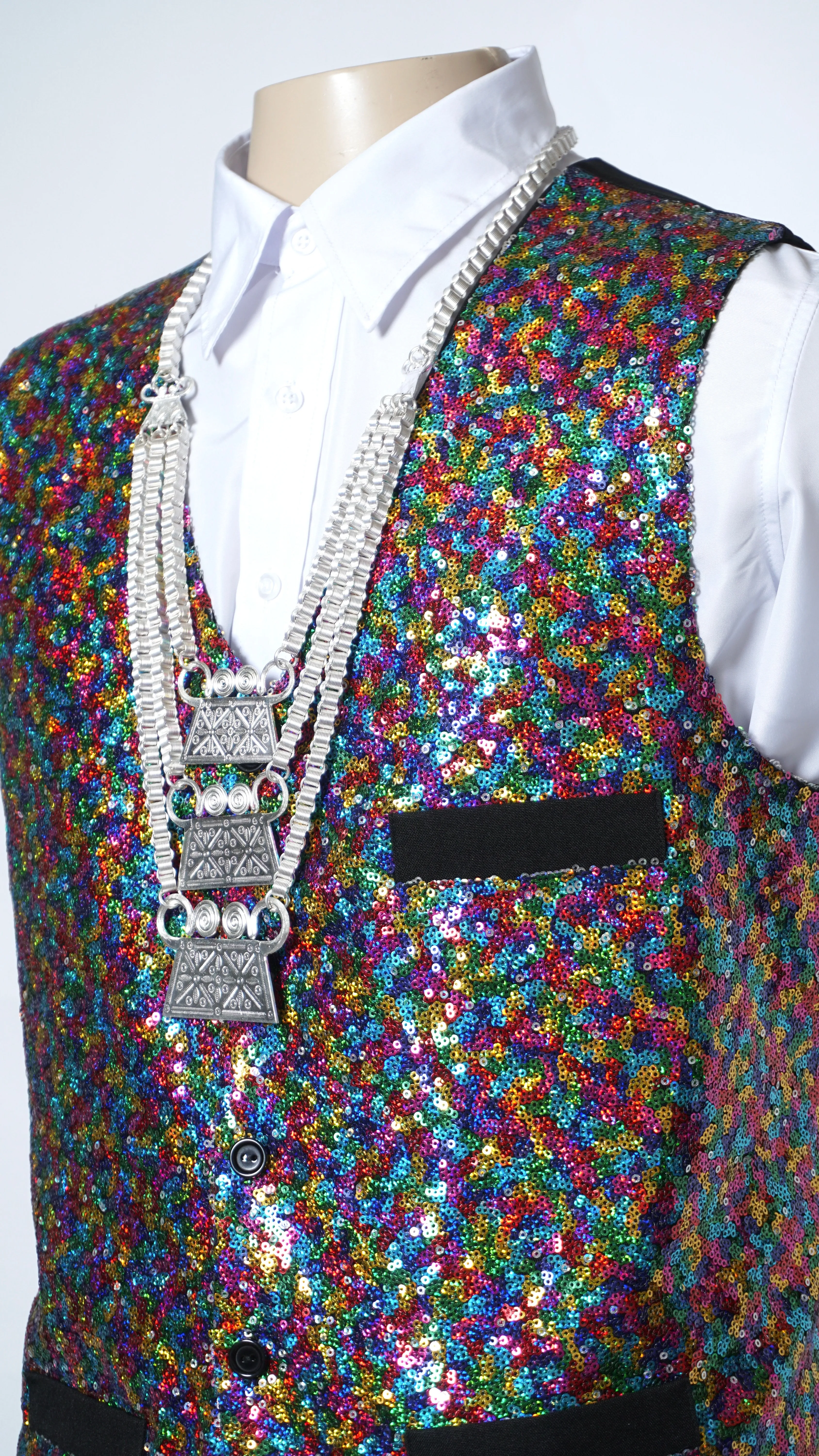 Rainbow Sequins Vest