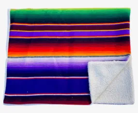 Saltillo Serape Blanket with Sherpa Lining - Purple