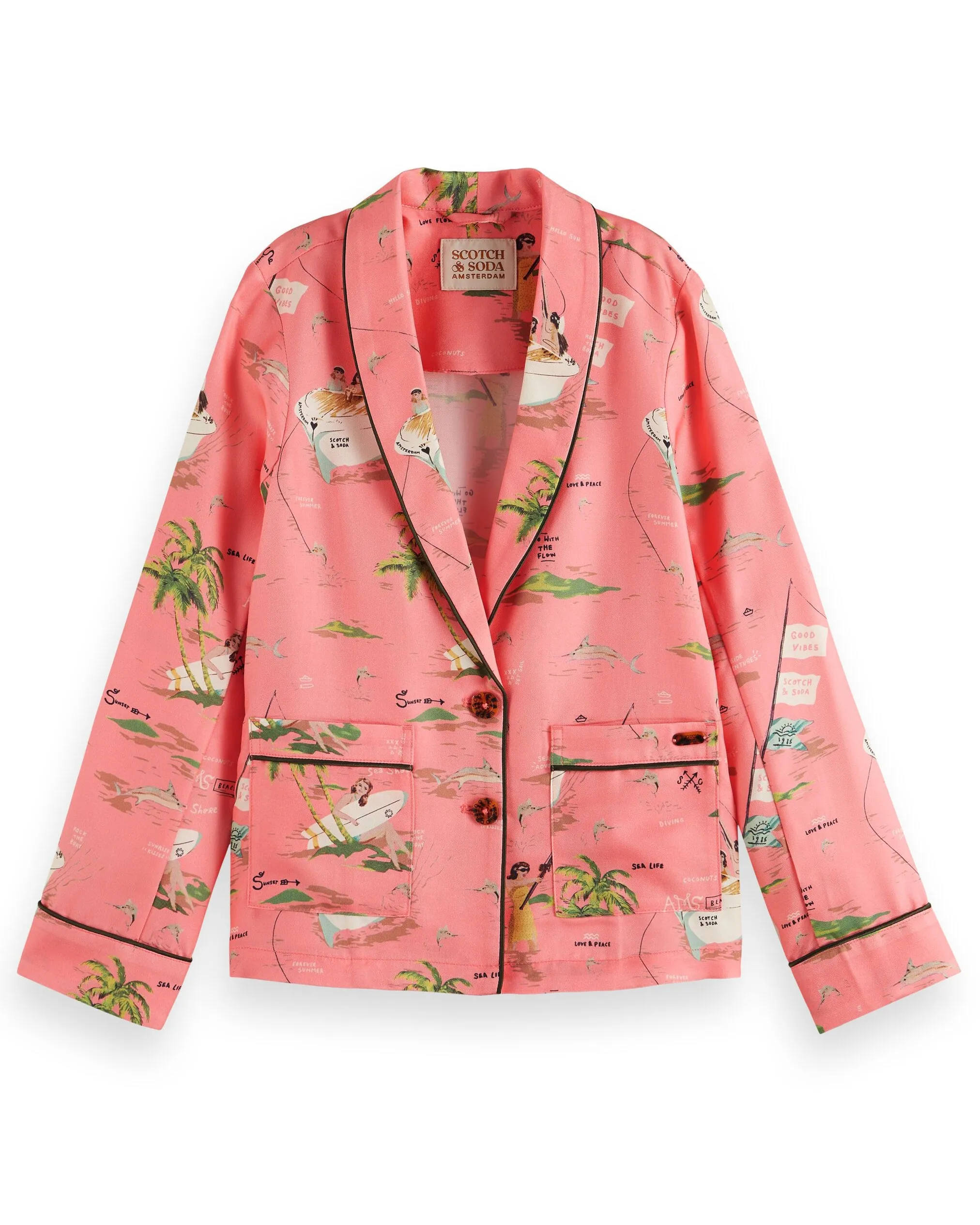 SCOTCH AND SODA SS24 GIRL SINGLE BREASTED PRINTED BLAZER