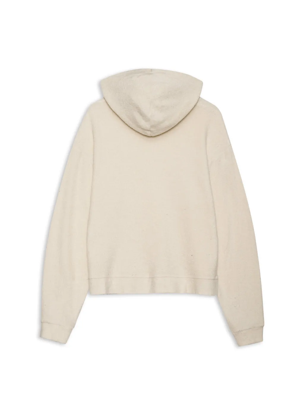 Sherpa Cropped Side Slit Hoodie in Cream