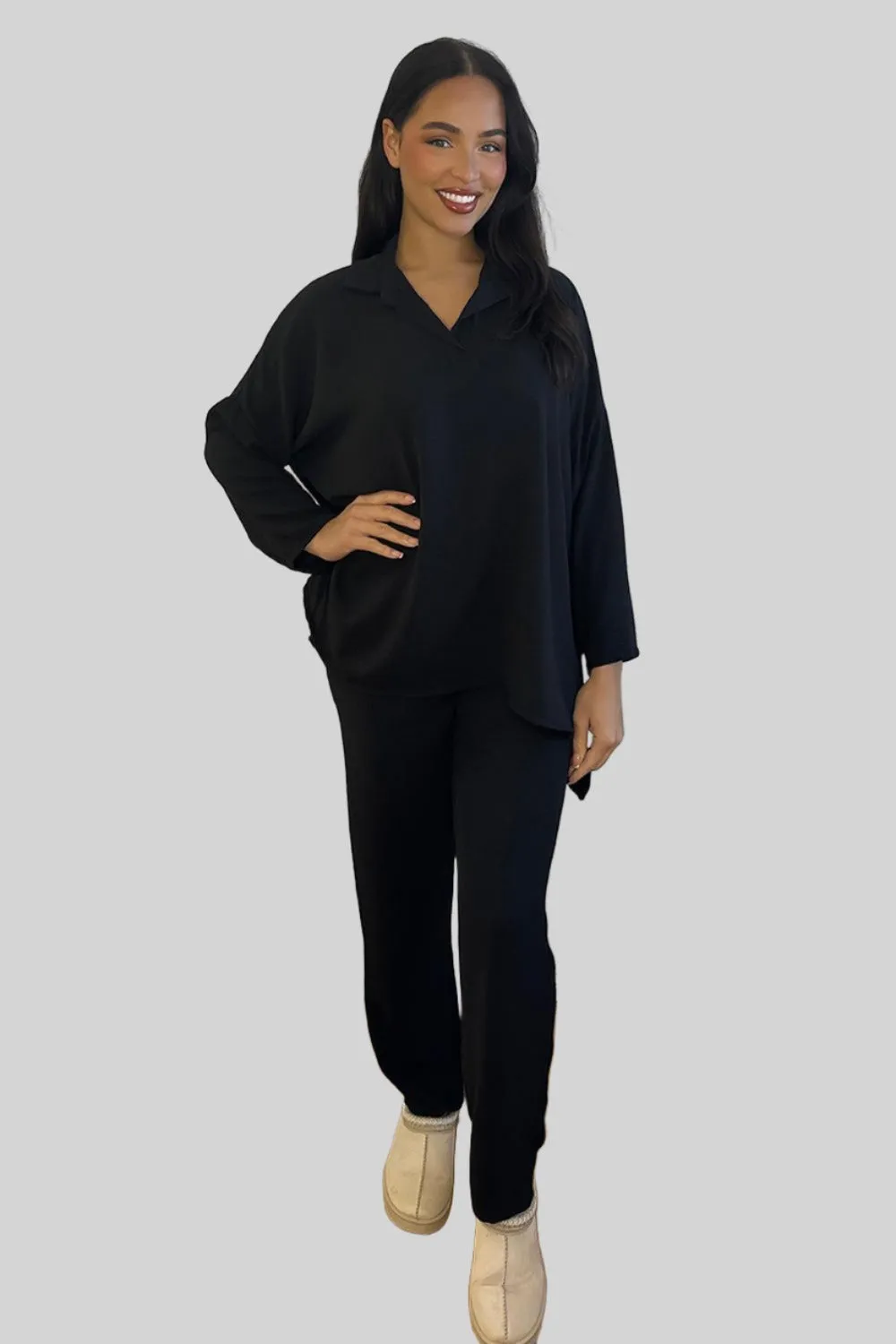 Shirt Blouse And Trousers Leisure Set