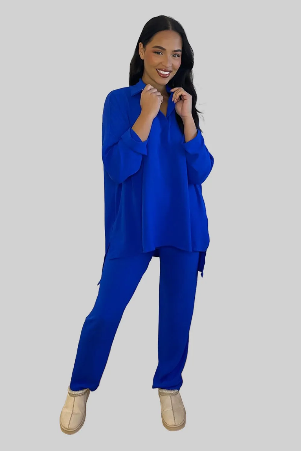 Shirt Blouse And Trousers Leisure Set