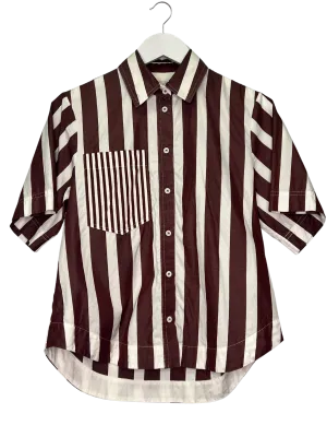 Size 6 - Lee Mathews White and Burgundy Stripe Shirt