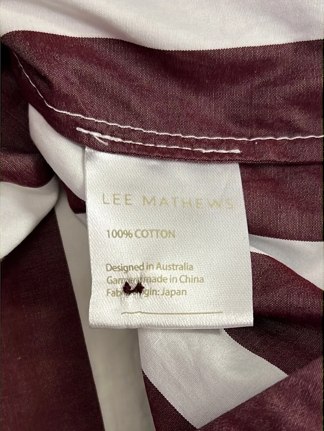 Size 6 - Lee Mathews White and Burgundy Stripe Shirt