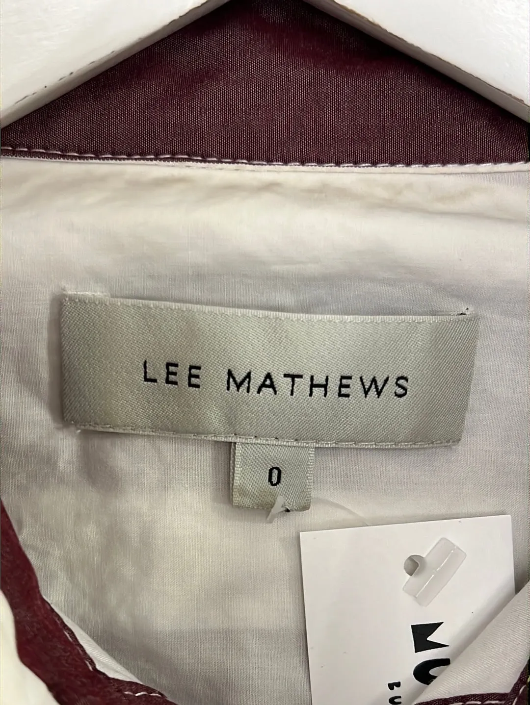 Size 6 - Lee Mathews White and Burgundy Stripe Shirt