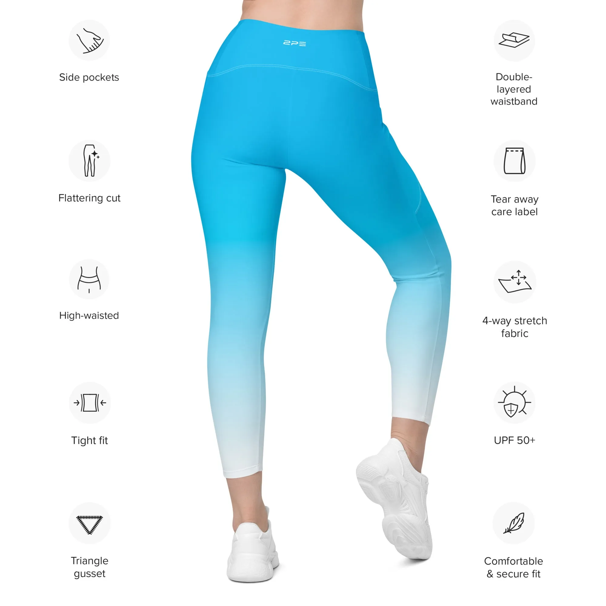 Sky Blue Blend Leggings with pockets