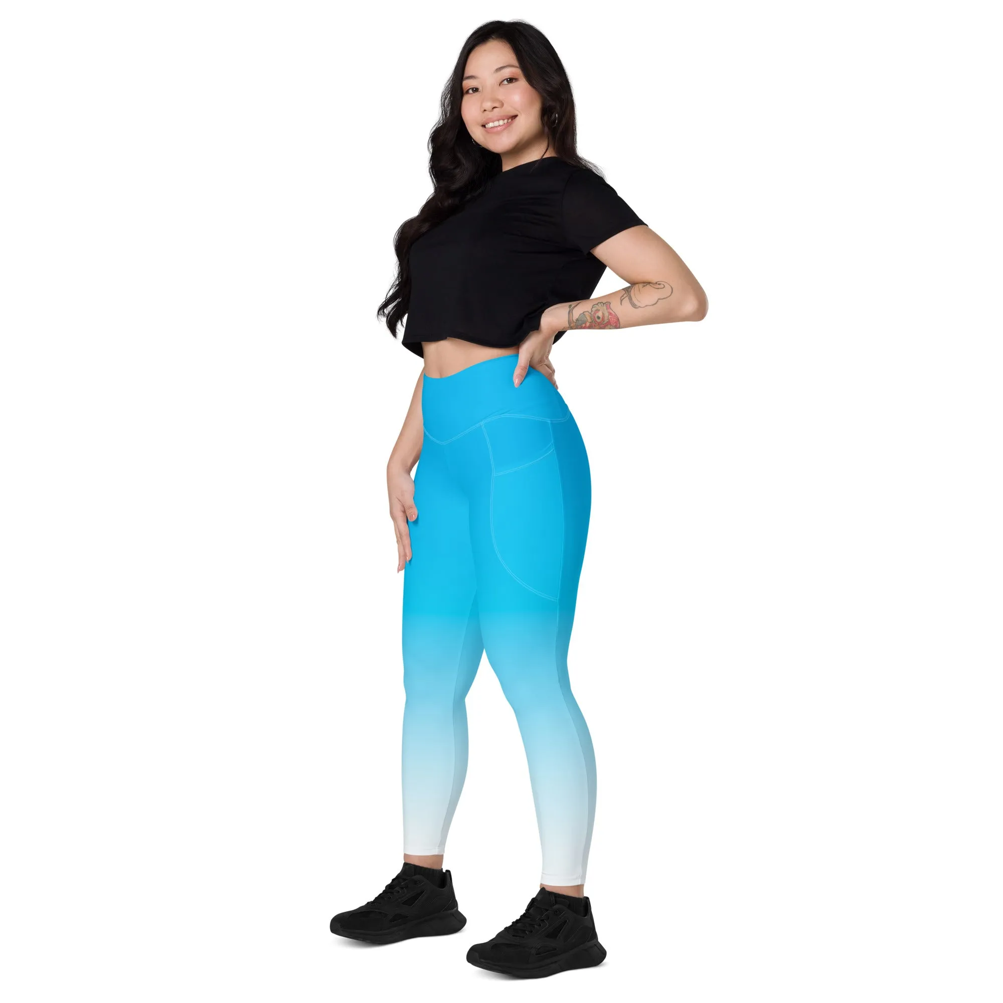 Sky Blue Blend Leggings with pockets