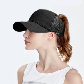 Solid Summer Ponytail access snap back Baseball Cap