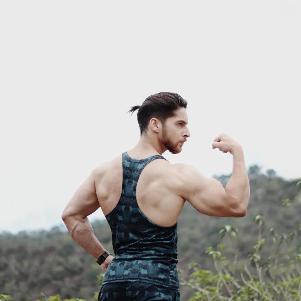 Space Blue Camo Stringer (4 way stretch)- Sale