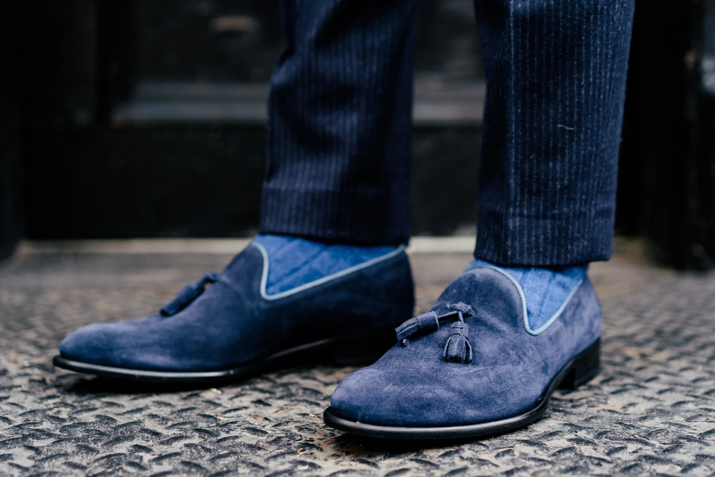 The Chaplin Tassel Loafer - Midnight Blue Suede