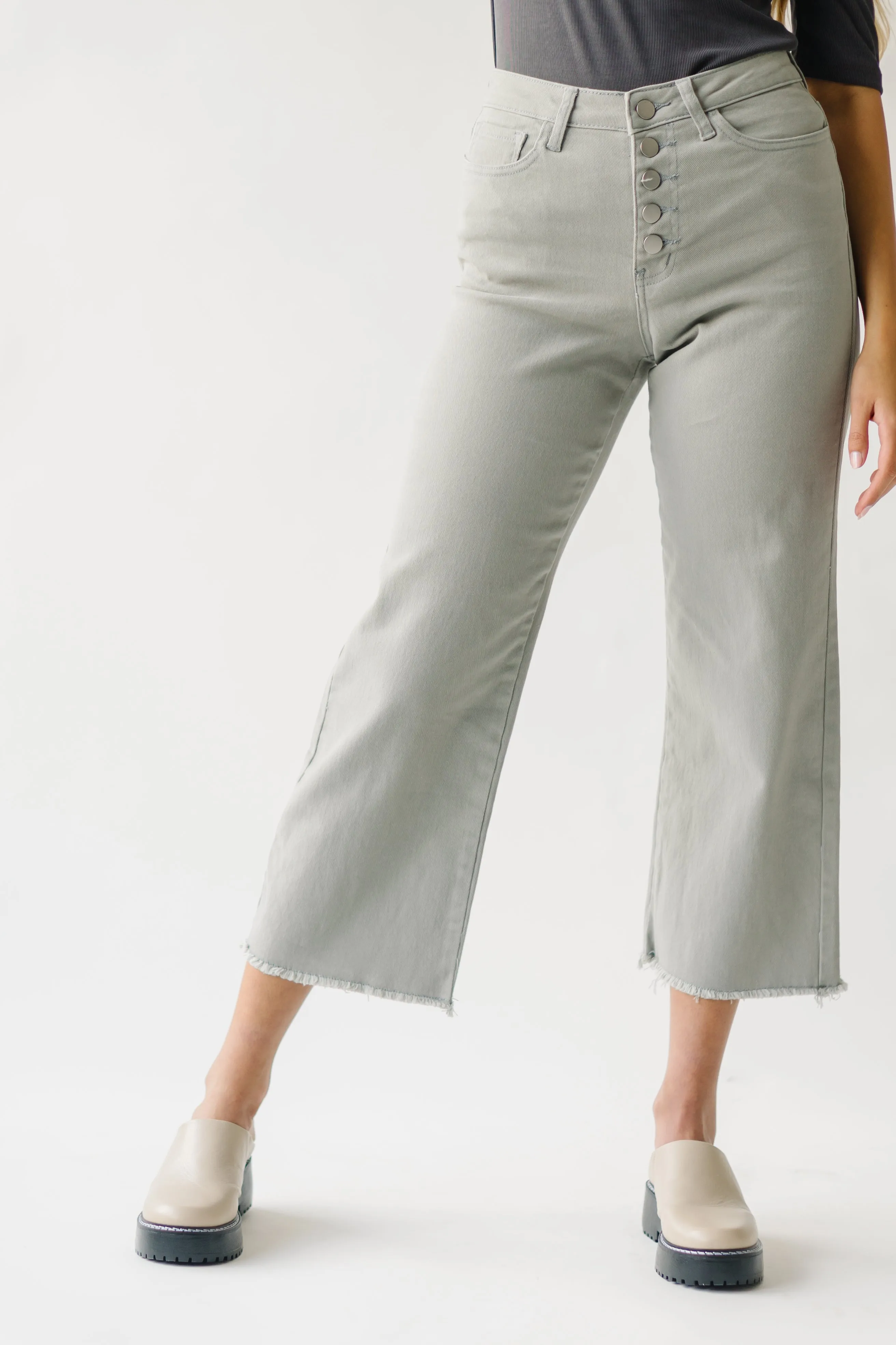 The Matilda Wide Leg Jean in Sage Denim