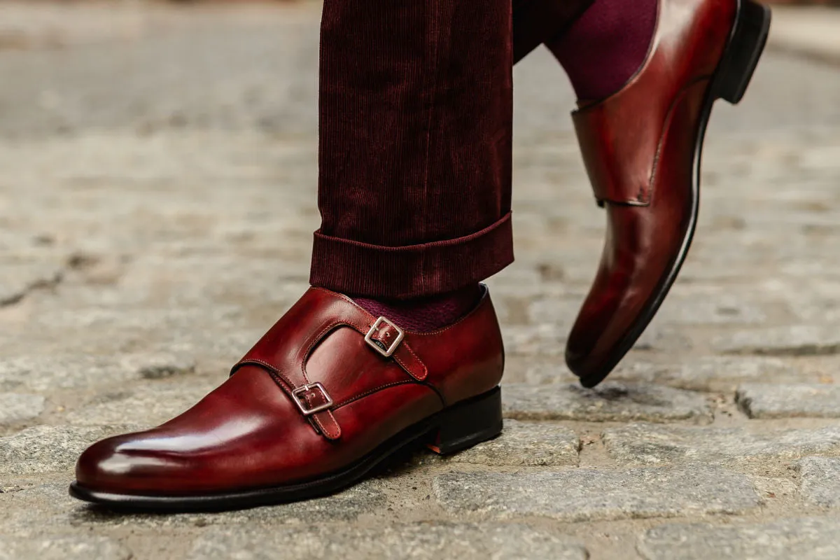 The Poitier Double Monk Strap - Oxblood