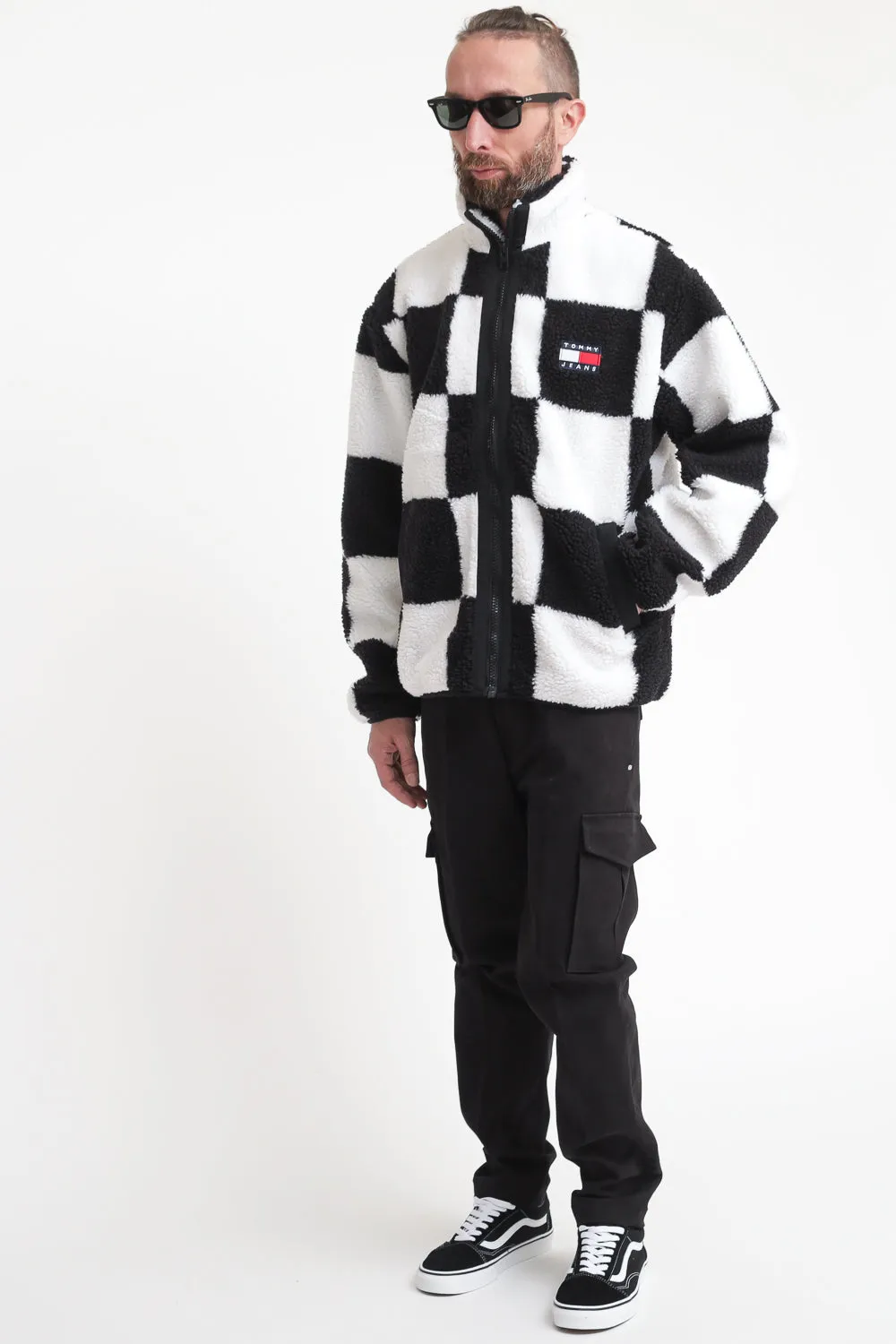 Tjm Checkerboard Sherpa Zip - Ancient White Black