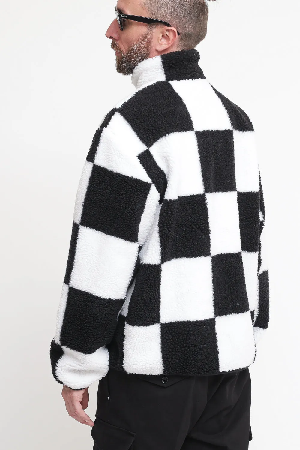 Tjm Checkerboard Sherpa Zip - Ancient White Black