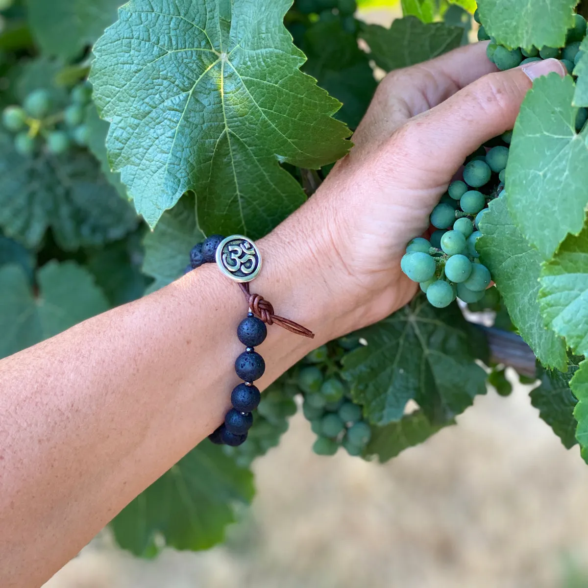 Unisex Lava Bracelet with Ohm to Give Us Strength and Courage