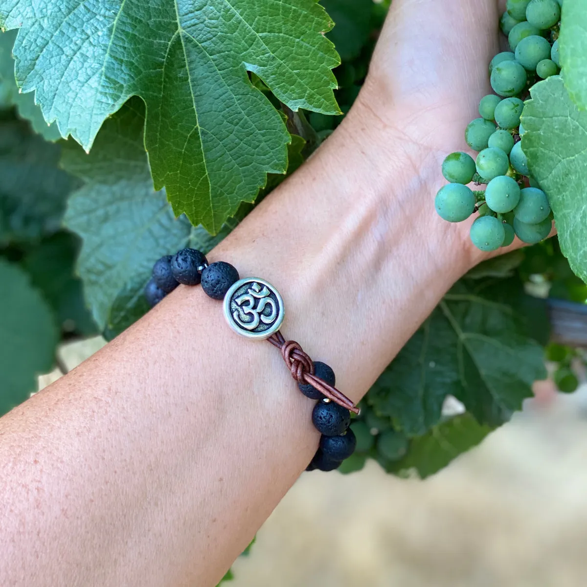 Unisex Lava Bracelet with Ohm to Give Us Strength and Courage