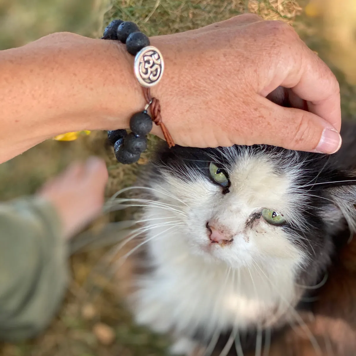 Unisex Lava Bracelet with Ohm to Give Us Strength and Courage