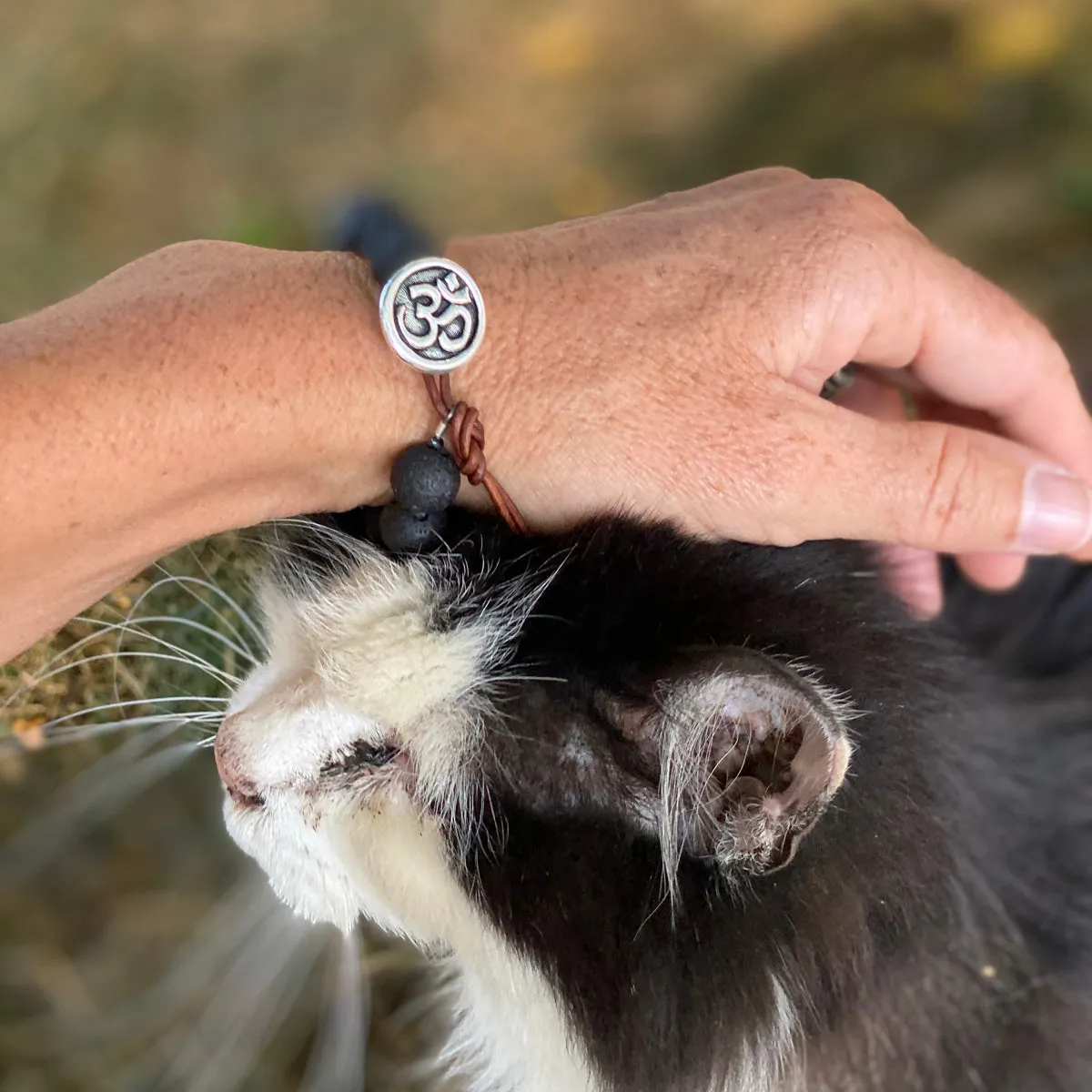 Unisex Lava Bracelet with Ohm to Give Us Strength and Courage