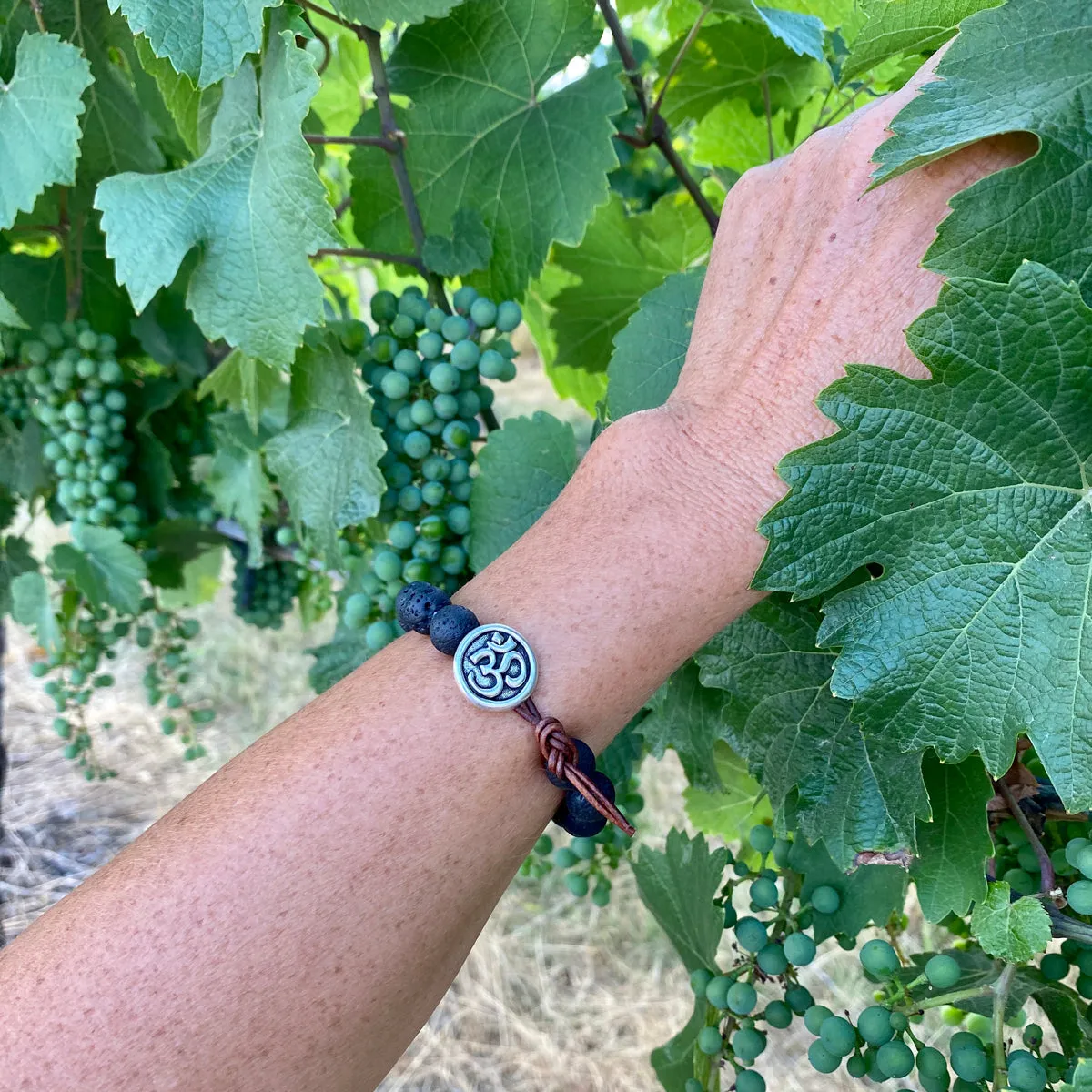 Unisex Lava Bracelet with Ohm to Give Us Strength and Courage