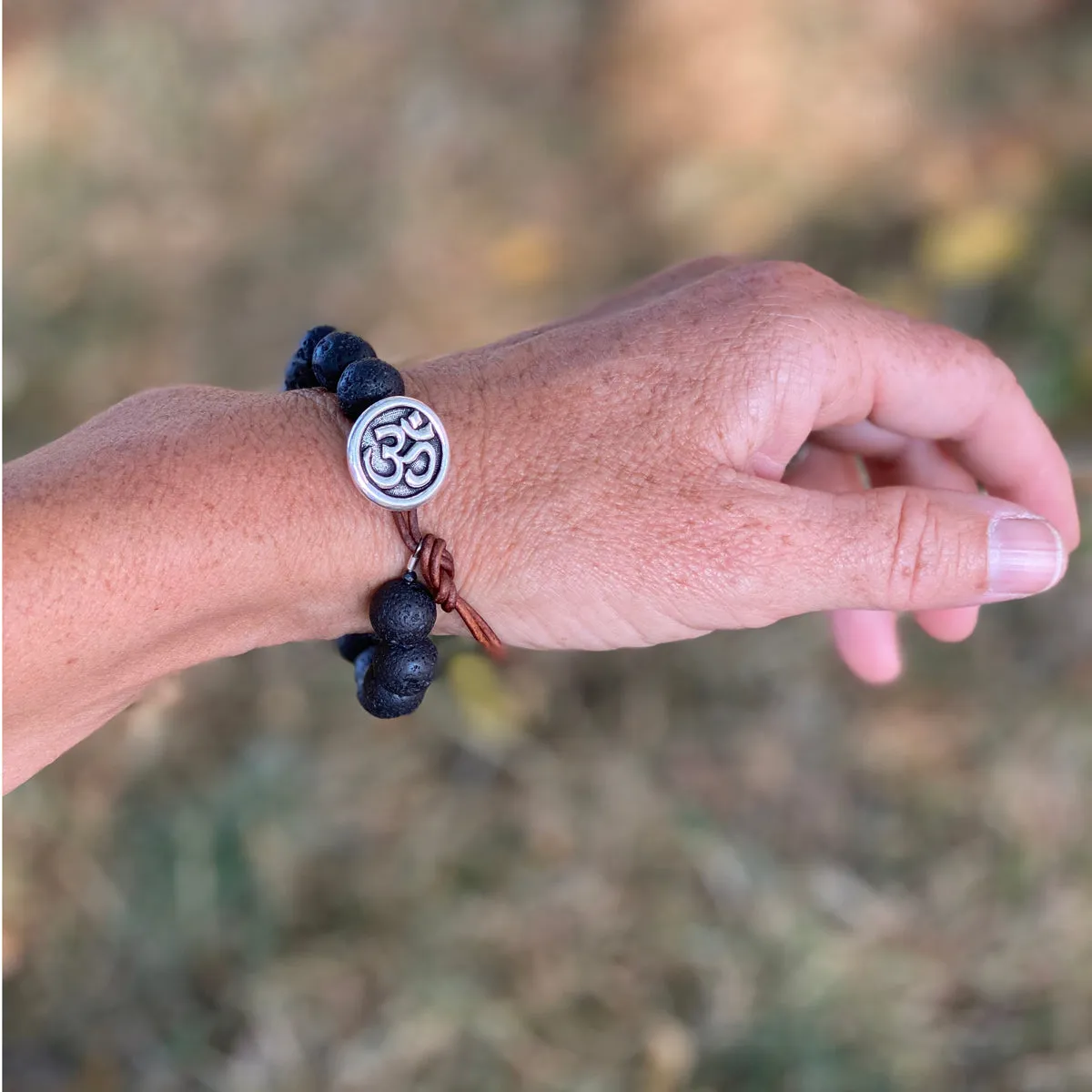 Unisex Lava Bracelet with Ohm to Give Us Strength and Courage