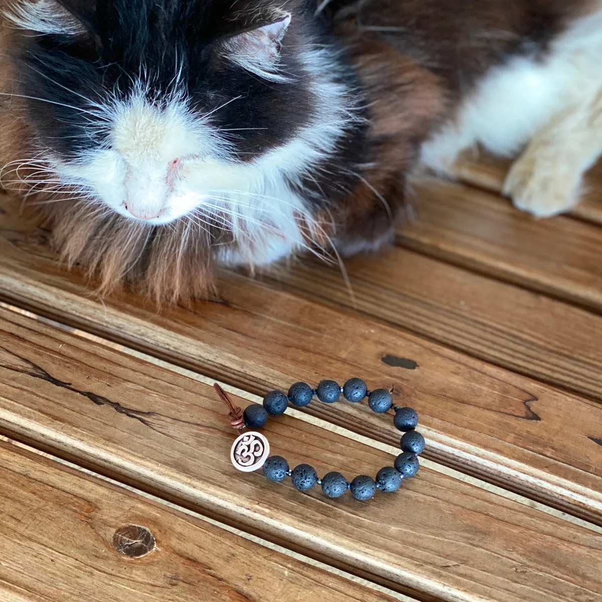 Unisex Lava Bracelet with Ohm to Give Us Strength and Courage