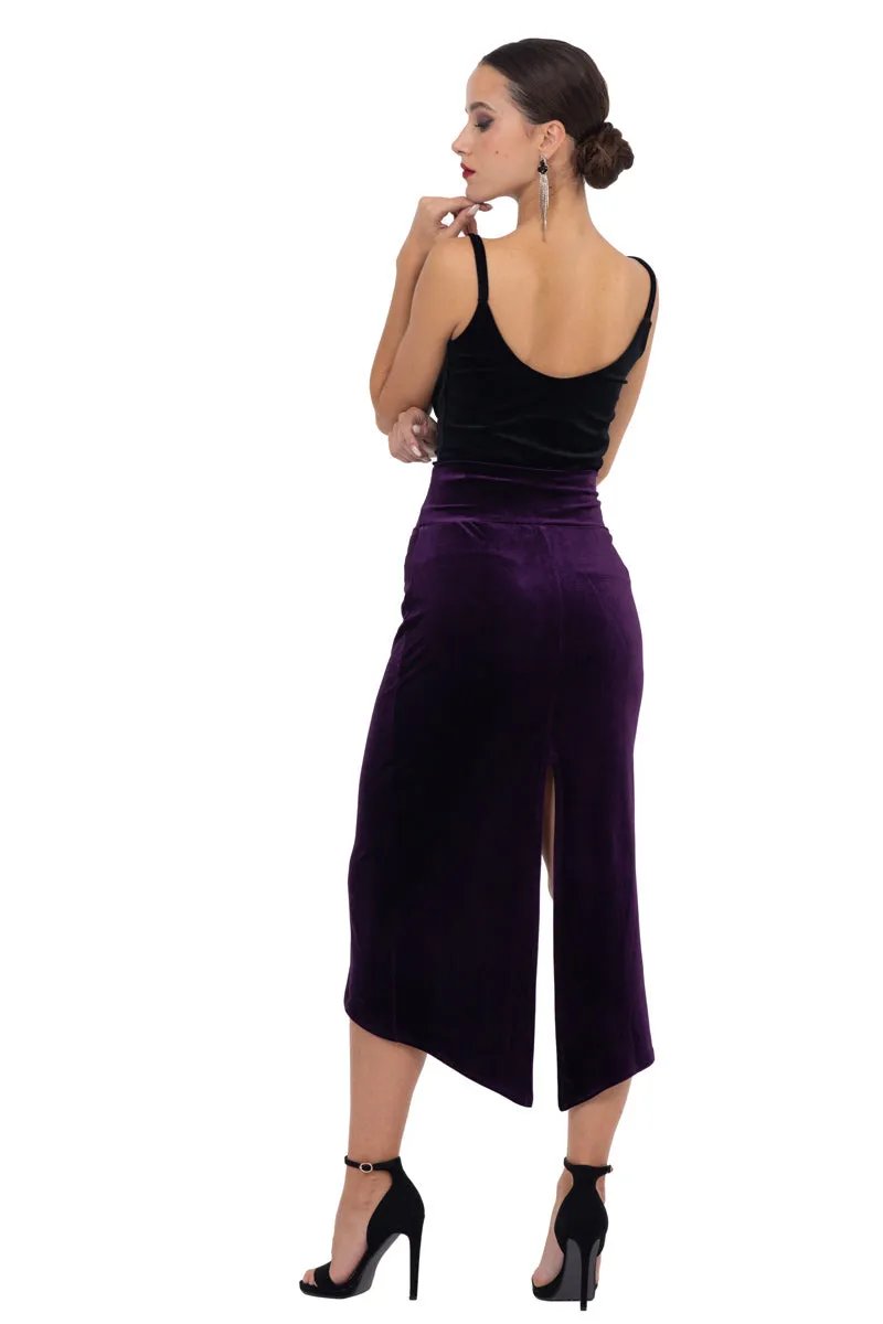 Velvet Tango Skirt With Curved Front Slit