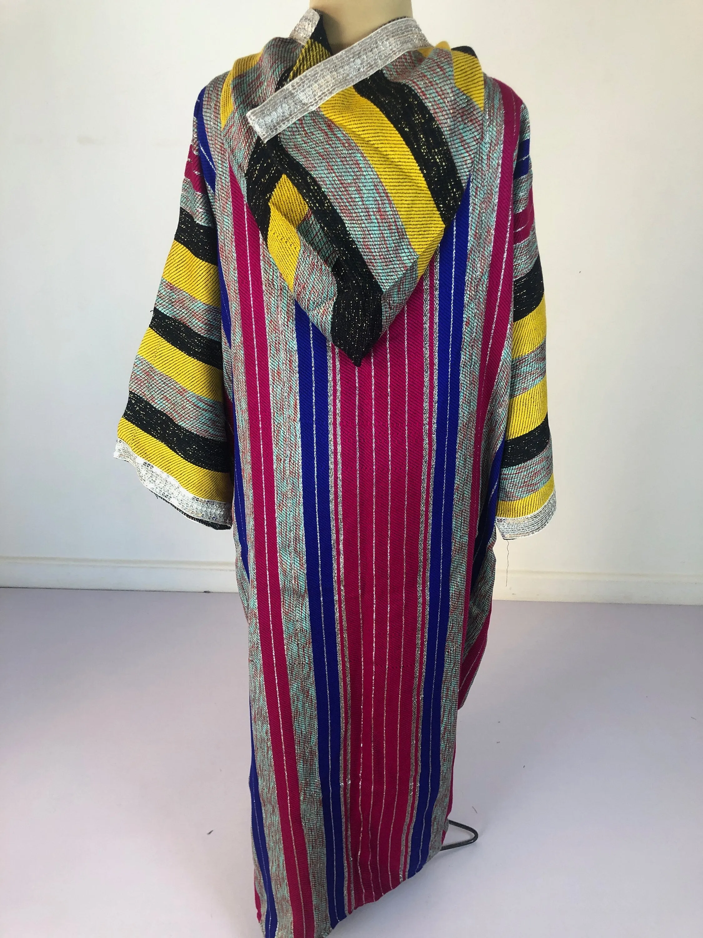 Vibrant Rainbow hand loomed Coat, Plus size wool Coat, Egyptian hoody coat, Winter coat, Hooded Coat, Hand loomed coat, boho wool coat