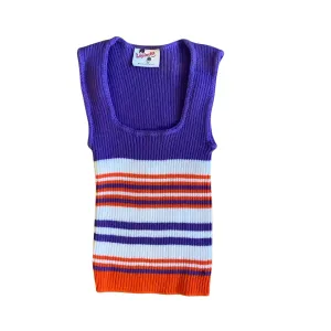 Vintage 1960's Purple Striped Knitted Vest / 5-6Y