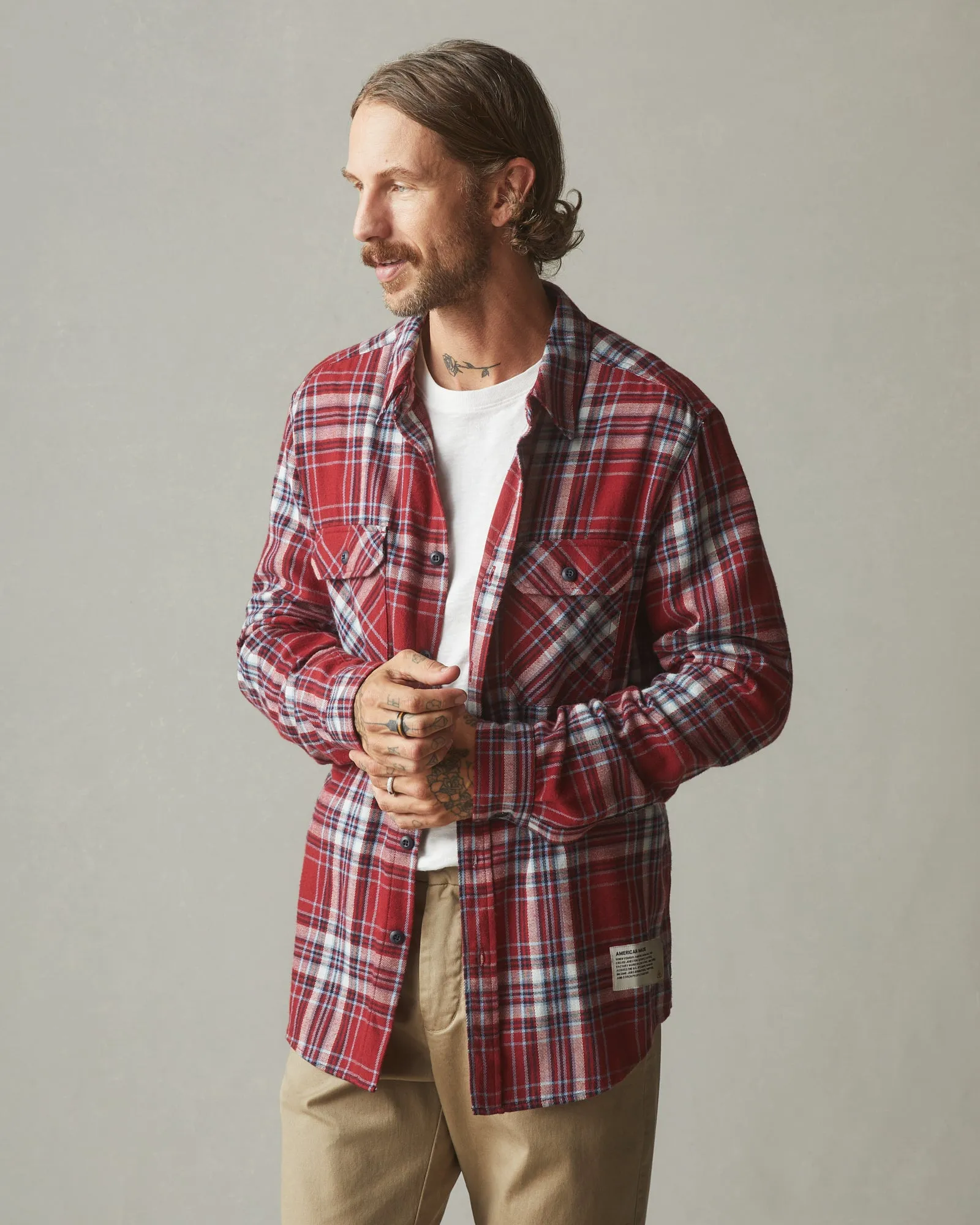 Vintage Flannel - Bonfire Red Plaid