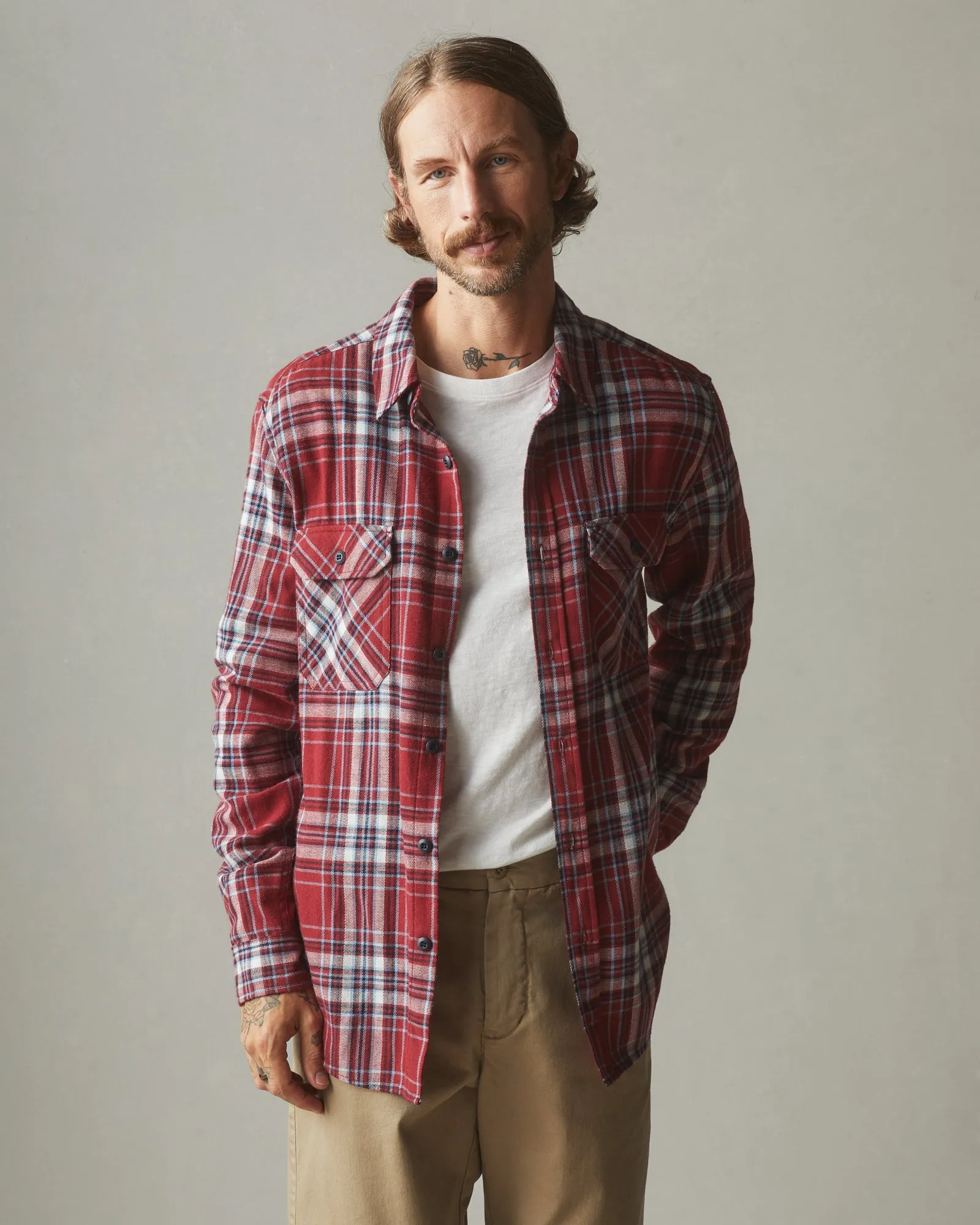 Vintage Flannel - Bonfire Red Plaid