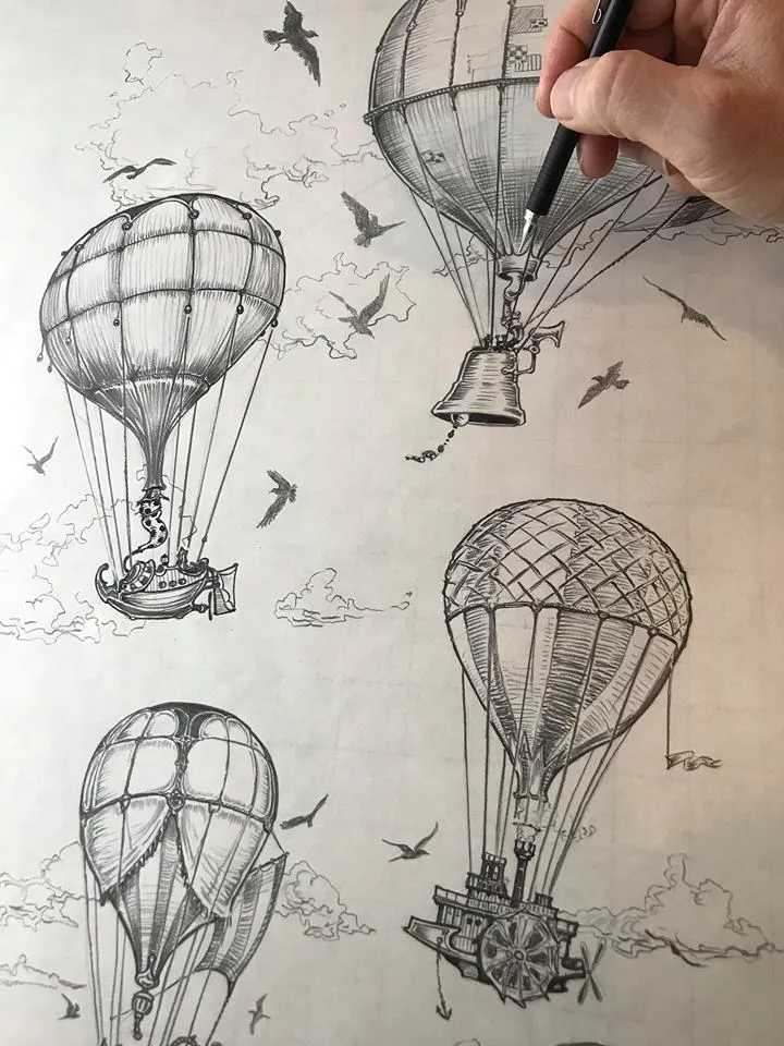 Vintage Hot Air Balloons by fox savant