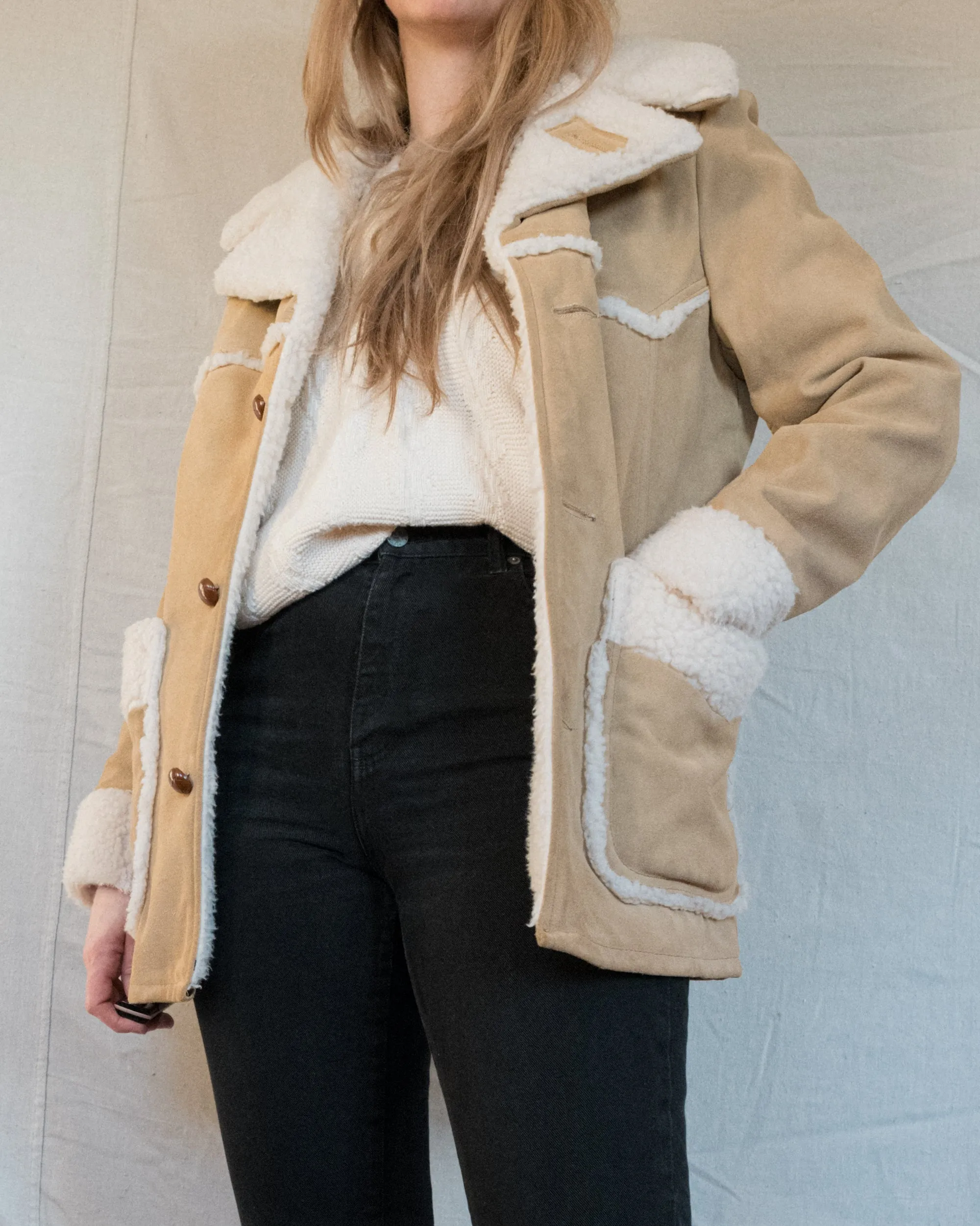 Vintage Suede   Shearling Jacket (XS/S)