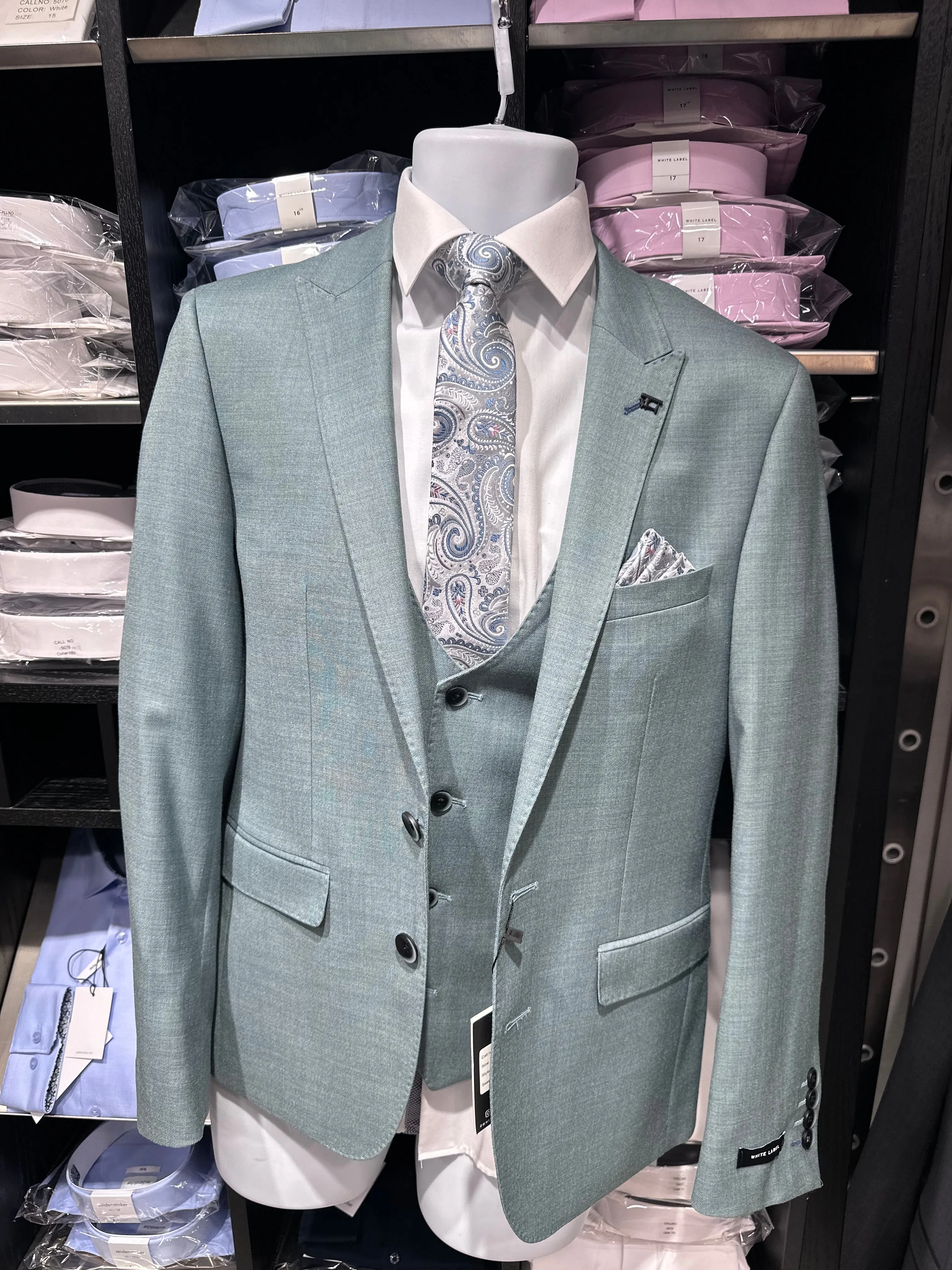 White Lable slim fit Light Green Suit