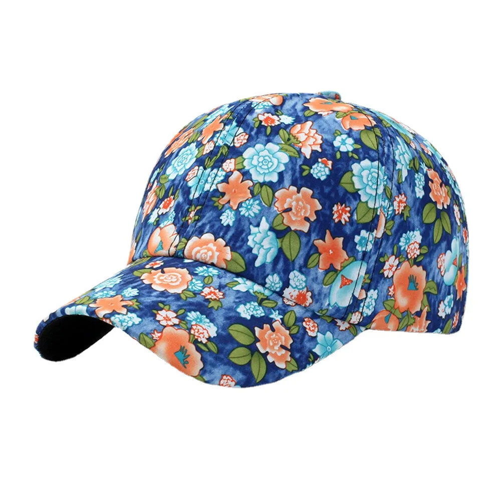 Women Overlay Colorful Floral Print Baseball Cap Fashion Breathable Adjustable Sunshade Hat