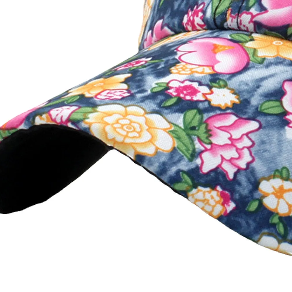 Women Overlay Colorful Floral Print Baseball Cap Fashion Breathable Adjustable Sunshade Hat