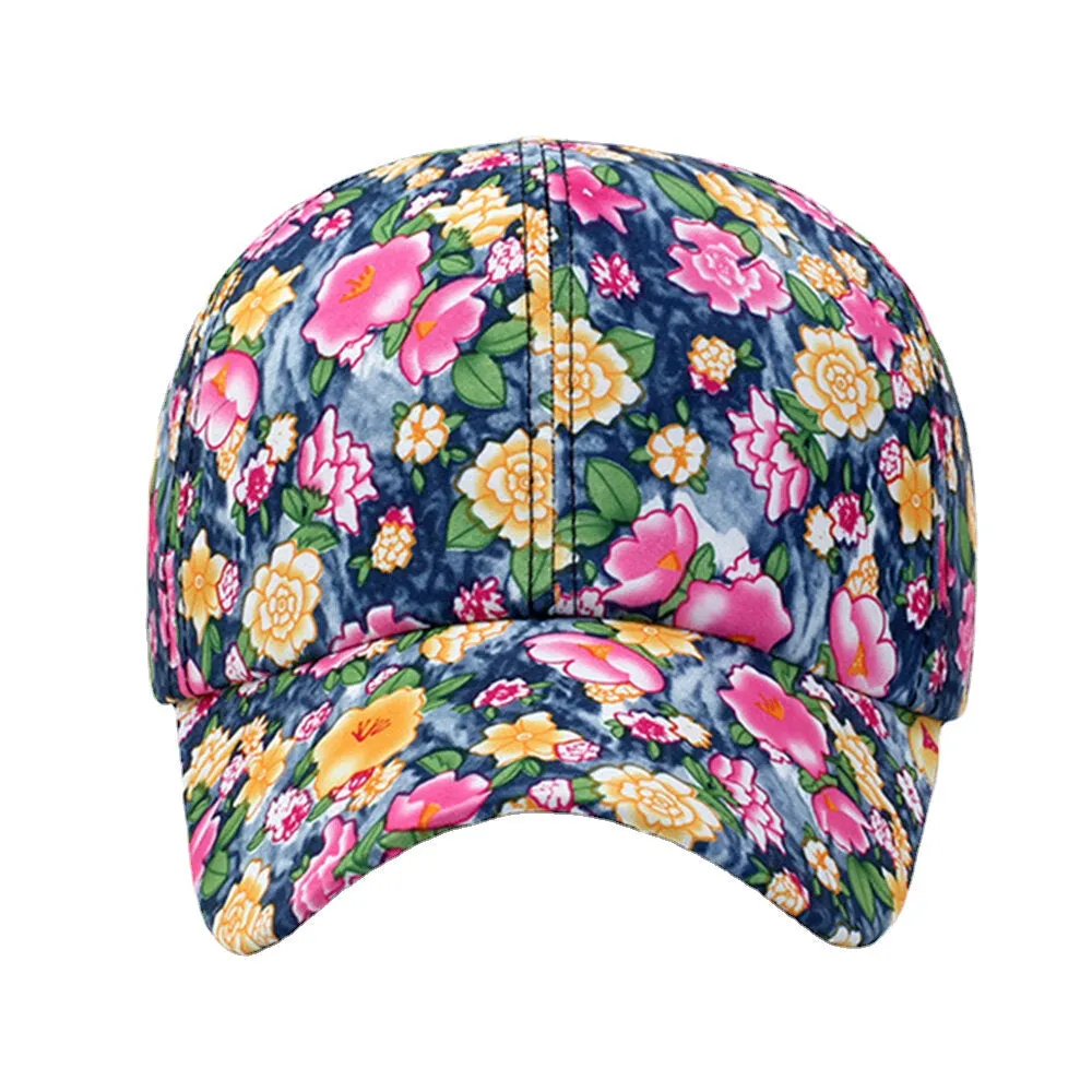 Women Overlay Colorful Floral Print Baseball Cap Fashion Breathable Adjustable Sunshade Hat