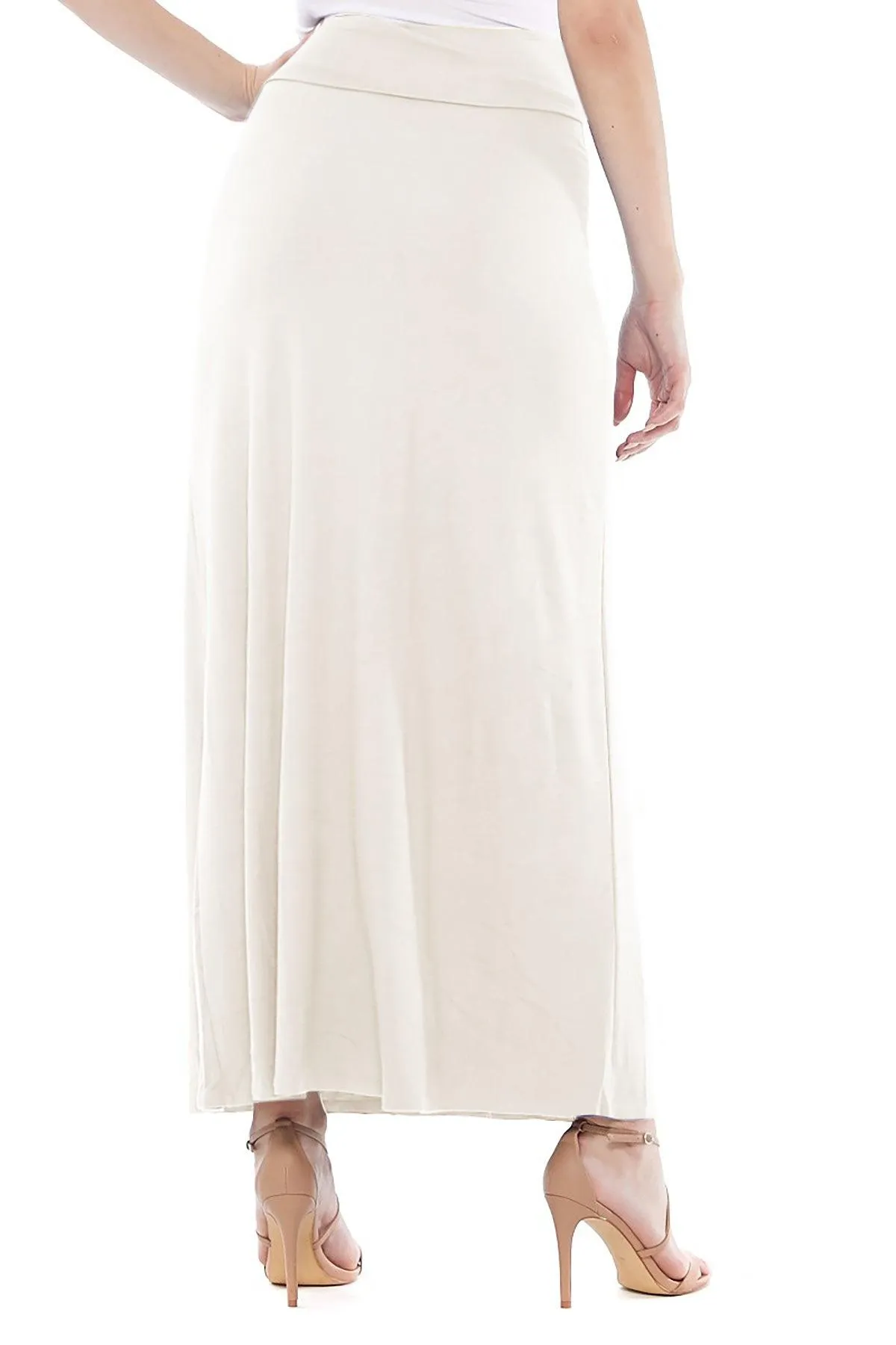 Women's Casual Solid High Waisted A -line Maxi Skirt Elastic Waistband (Pack of 3,1,NULL,NULL)